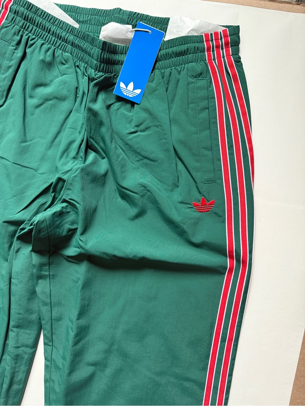 Adidas Originals Women’s SST Woven Track Pants Green/Red KC6517 - Picture 3 of 10
